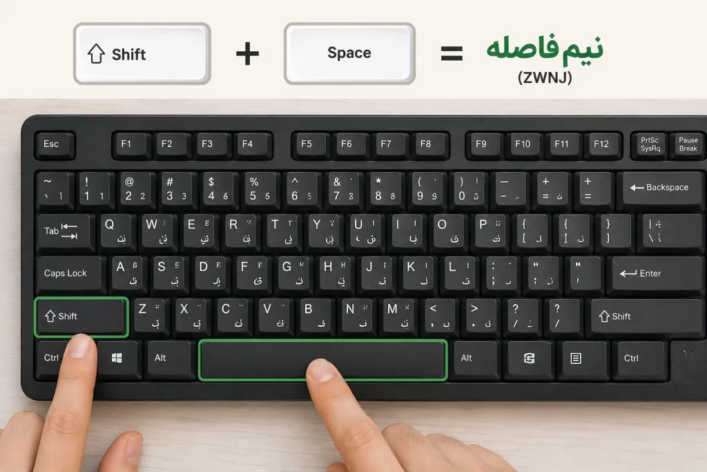 چطور نیم فاصله بزنیم